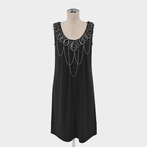 RM RICHARS Dress Size 8 Sleeveless Black Silver Chain Detail Scoop Neck Cocktail